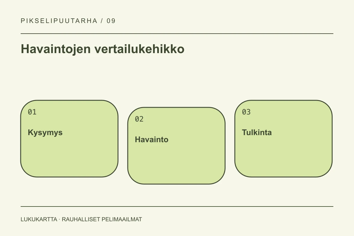 Havaintojen vertailukehikko: Kysymys, Havainto, Tulkinta
